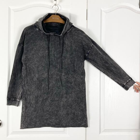 NWOT VINTAGE CANVAS Hoodie Sweatshirt Dress Women Men Unisex S Acid-Wash Grey - Picture 3 of 10